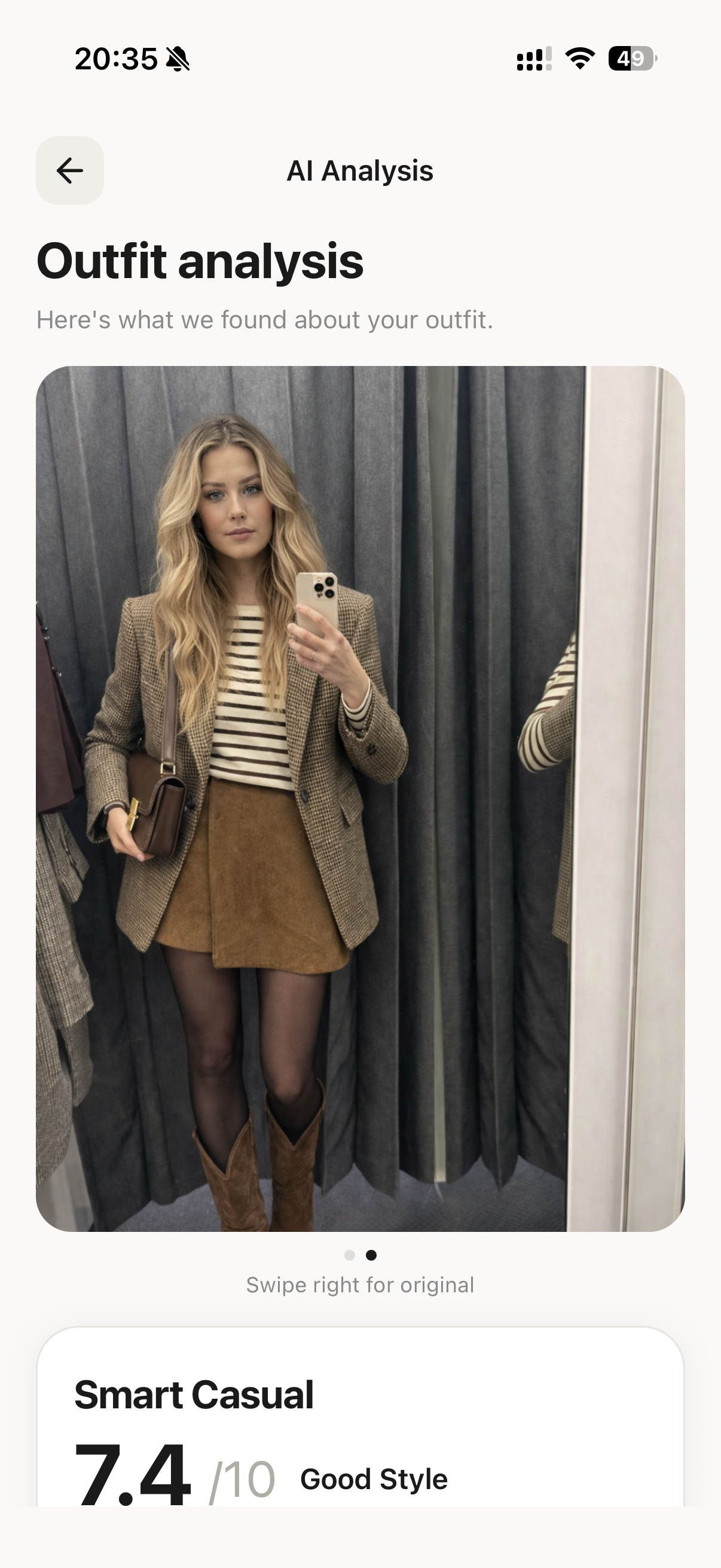 AI generated outfit with style suggestions applied